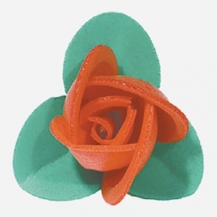 BOCCIOLINO ROSSO CON FOGLIE VERDI IN CIALDA CM 3,5 PZ 200