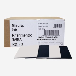 PIATTINI TRONCO MONOPORZ QUADRATI CM9x9 BIANCO/NERO KG 2