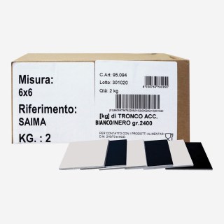 PIATTINI TRONCO MONOPORZ QUADRATI CM6x6 BIANCO/NERO KG 2