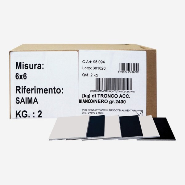 PIATTINI TRONCO MONOPORZ QUADRATI CM6x6 BIANCO/NERO KG 2