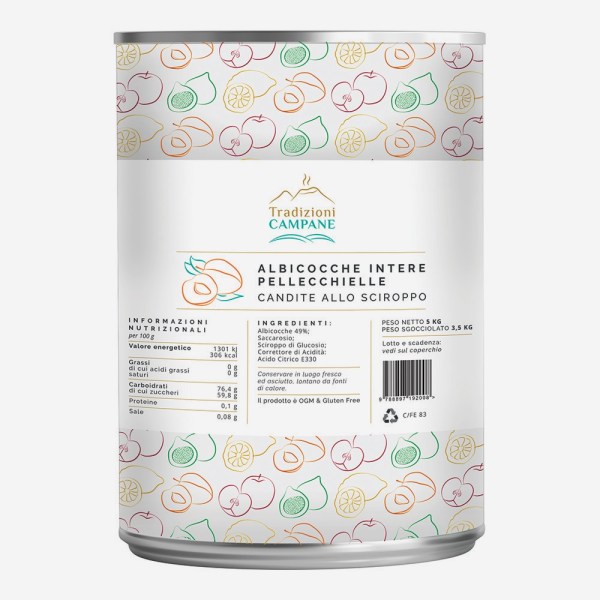 ALBICOCCHE INTERE PELLECCHIELLA IN SCIROPPO DA KG 5