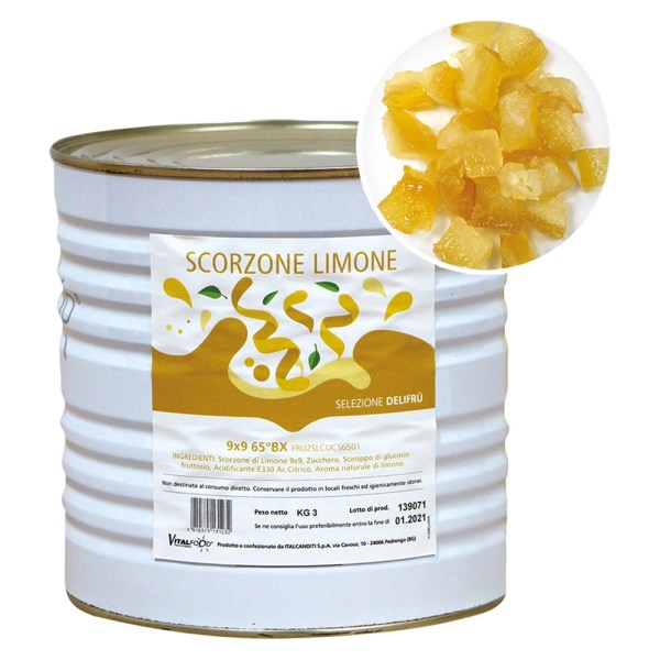 SCORZONE LIMONE CUBETTI 9X9 SEMICANDITO IN SCIROPPO DA KG 3