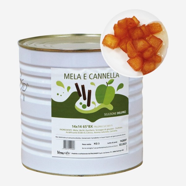 MELA CANNELLA A CUBETTI 14X14 SEMICANDITA IN SCIROPPO DA KG 3