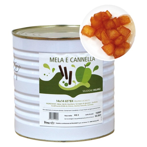 MELA CANNELLA A CUBETTI 14X14 SEMICANDITA IN SCIROPPO DA KG 3