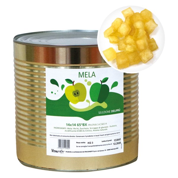 *MELA A CUBETTI 14X14 SEMICANDITA IN SCIROPPO KG 3