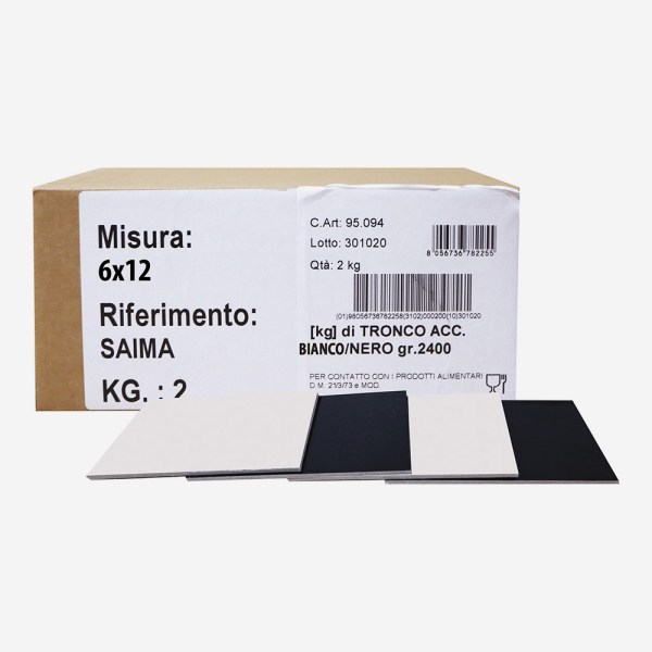 PIATTINI TRONCO MONOPORZ RETTANGOLARI CM6X12 BIANCO/NERO KG 2