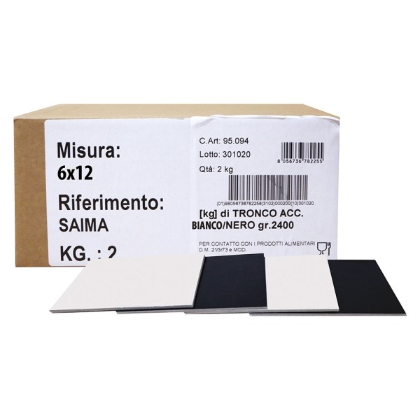PIATTINI TRONCO MONOPORZ RETTANGOLARI CM6X12 BIANCO/NERO KG 2