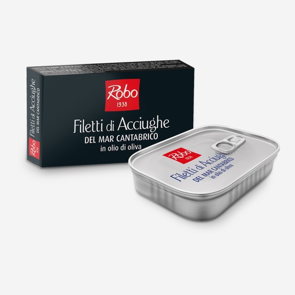 FILETTI ACCIUGHE MAR CANTABRICO IN OLIO D'OLIVA PESO NETTO 50GR