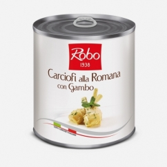 CARCIOFI ALLA ROMANA CON GAMBO IN OLIO PESO NETTO 750GR