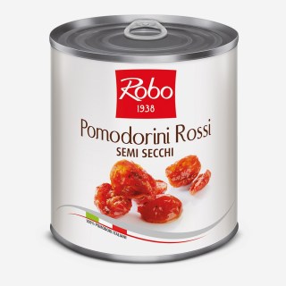 POMODORINI ROSSI SEMI-SECCHI A METÀ IN OLIO PESO NETTO 750GR