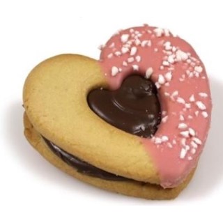 BISCOTTI CUORE ROSA RIPIENO NOCCIOLA E CACAO DA 12 PZ