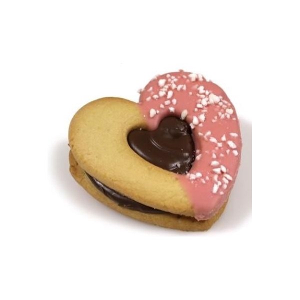BISCOTTI CUORE ROSA RIPIENO NOCCIOLA E CACAO DA 12 PZ