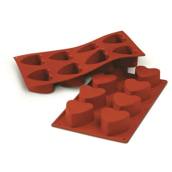 STAMPO CUORE 8 FORME IN SILICONE 65X60X35 MM 8 PZ