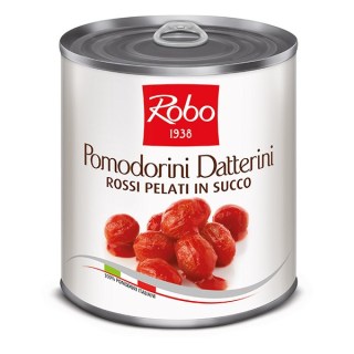 POMODORINI DATTERINI ROSSI PELATI IN SUCCO PESO NETTO 800GR