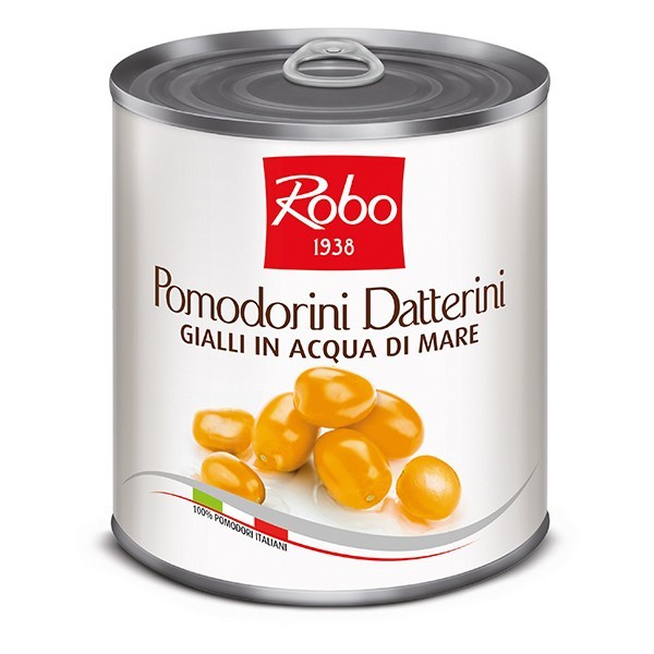 POMODORINI DATTERINI GIALLI IN ACQUA DI MARE PESO NETTO 800GR