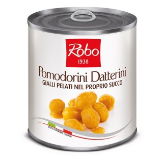 POMODORINI DATTERINI GIALLI PELATI IN SUCCO PESO NETTO 800GR