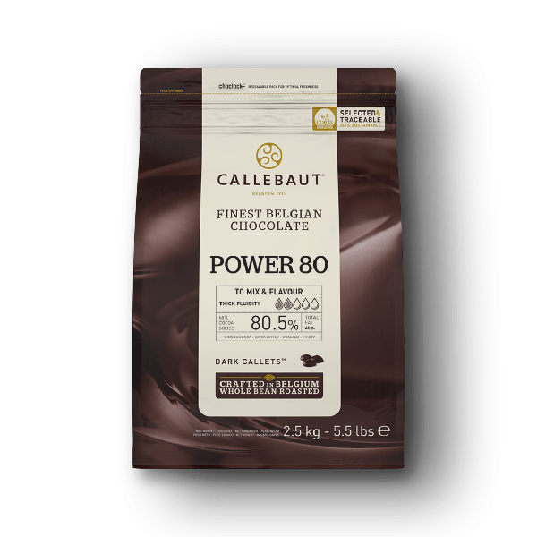 CIOCCOLATO FONDENTE POWER80 (80% CACAO) IN CALLETS DA 2,5KG